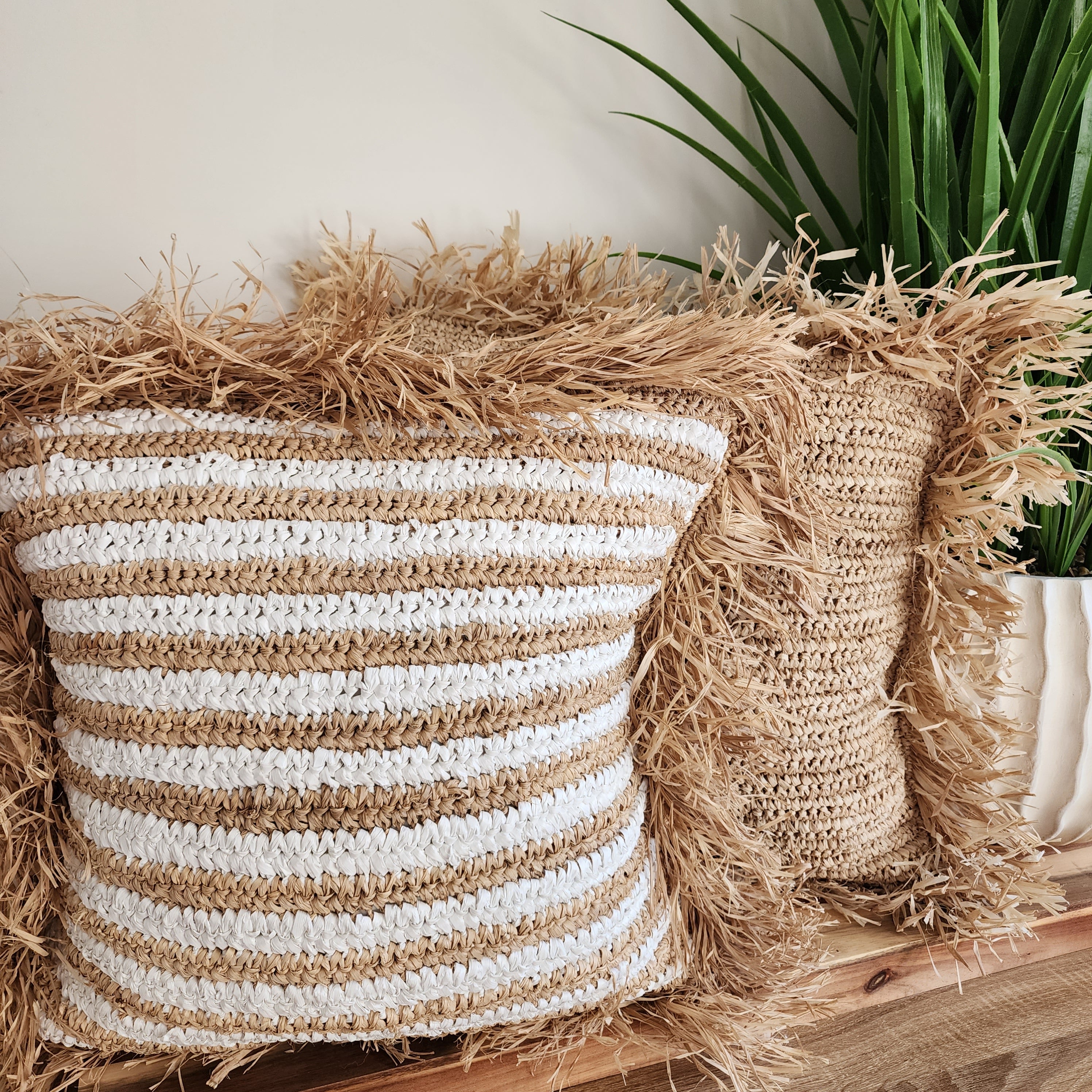 Maldives Raffia Stripe Cushion Cover | 50x50cm