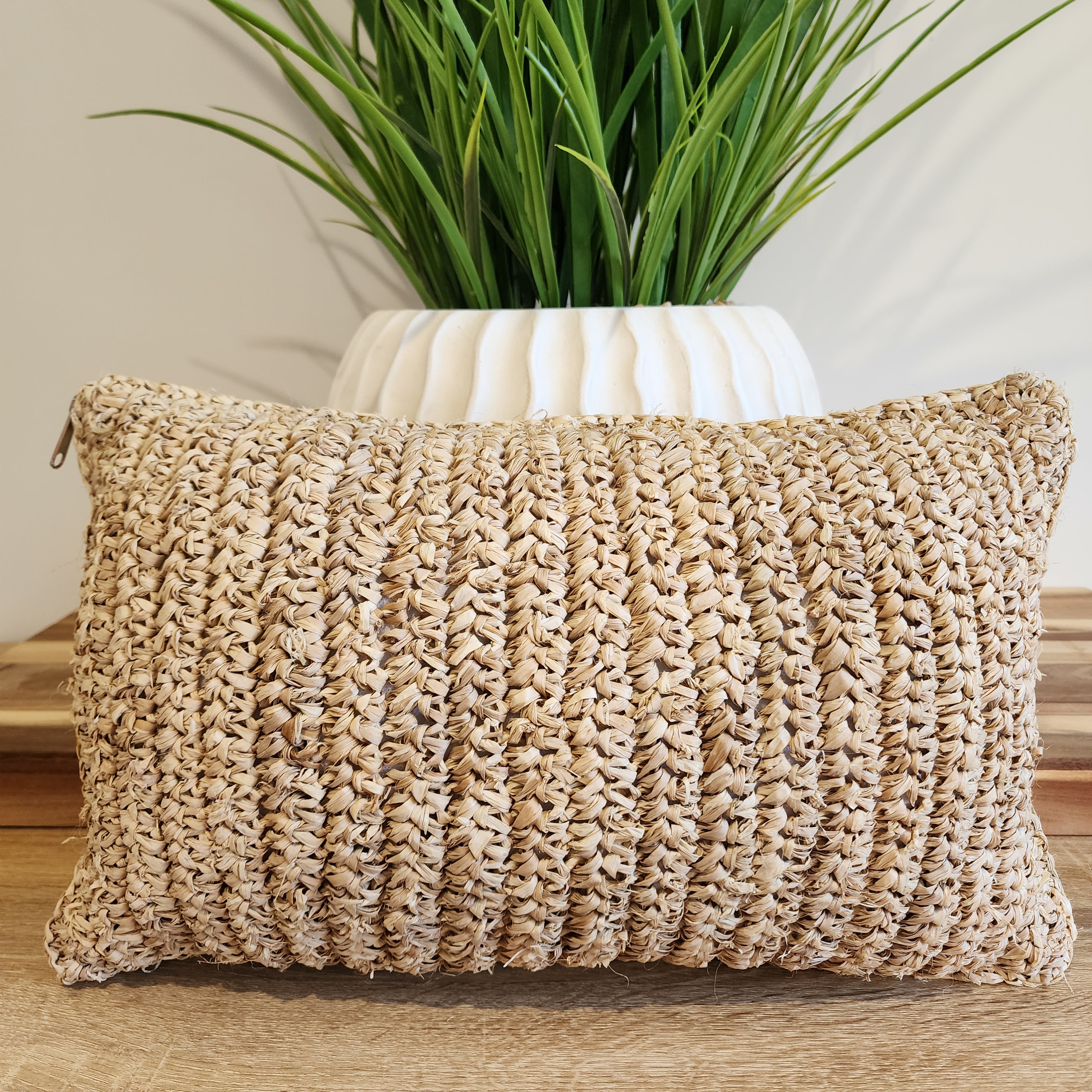 Maldives Raffia Lumbar Cushion Cover  | 30x50cm