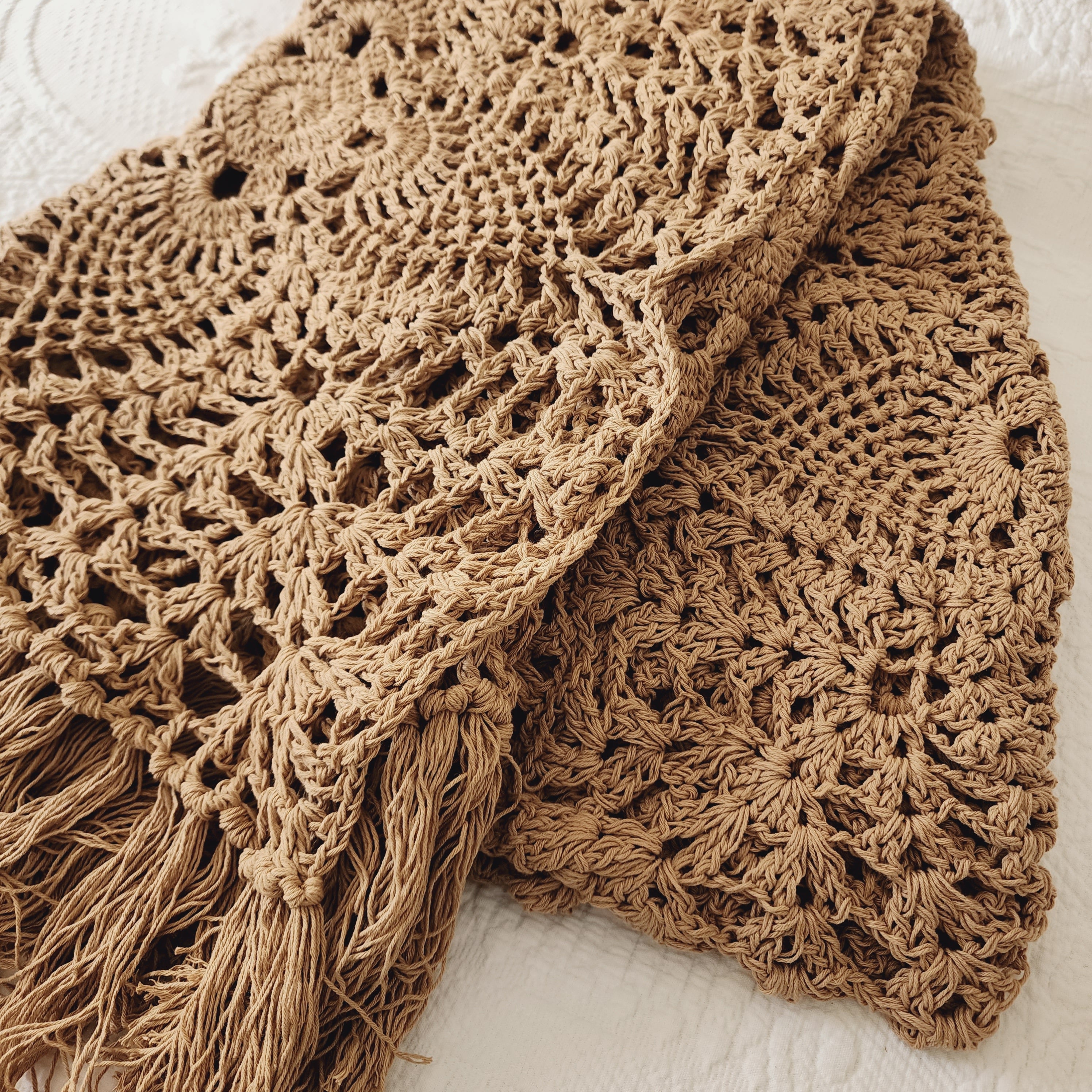 Seychelles Mocha Bed Runner | Throw | Crochet