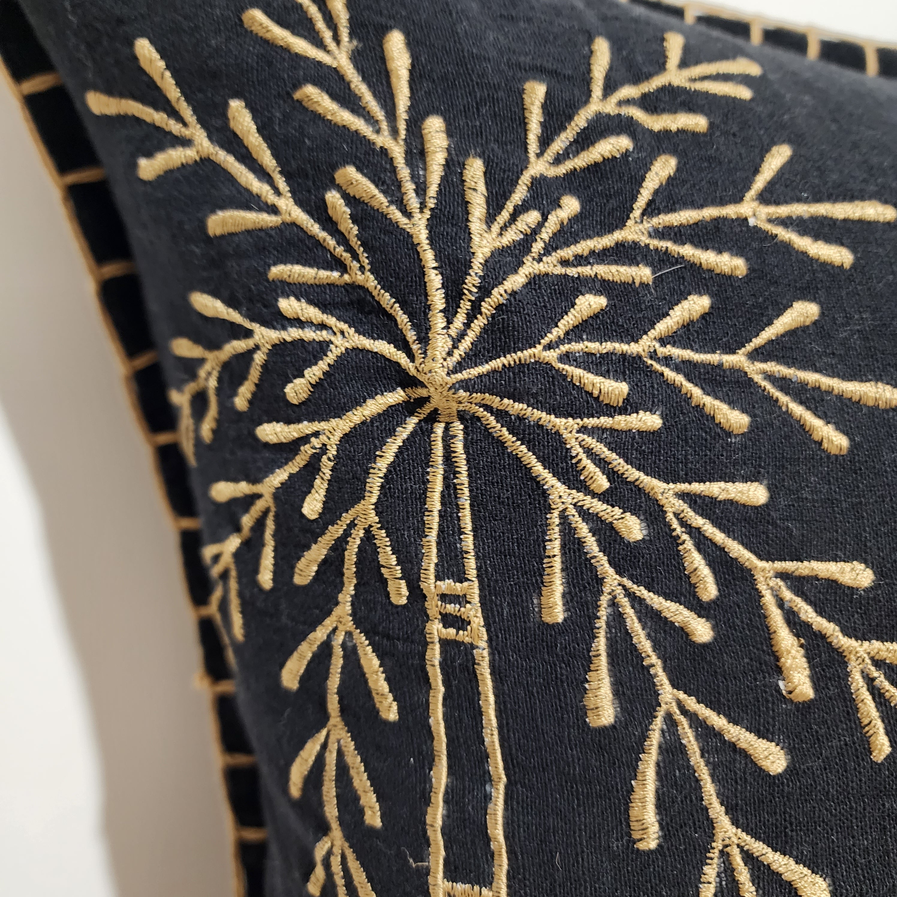 Noir Palms Lumbar Cushion Cover | Black & Gold | 50x50cm