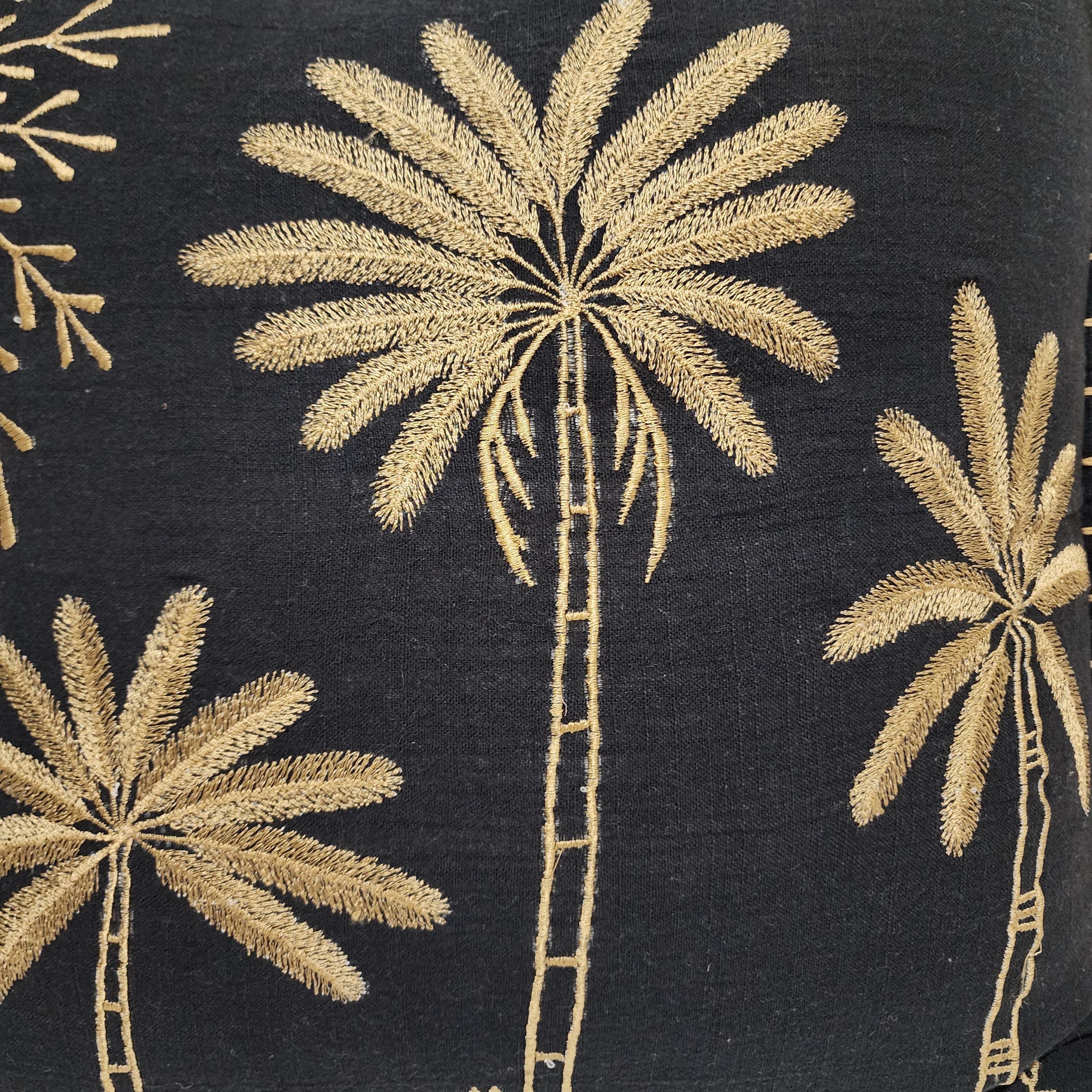 Noir Palms Lumbar Cushion Cover | Black & Gold | 50x50cm