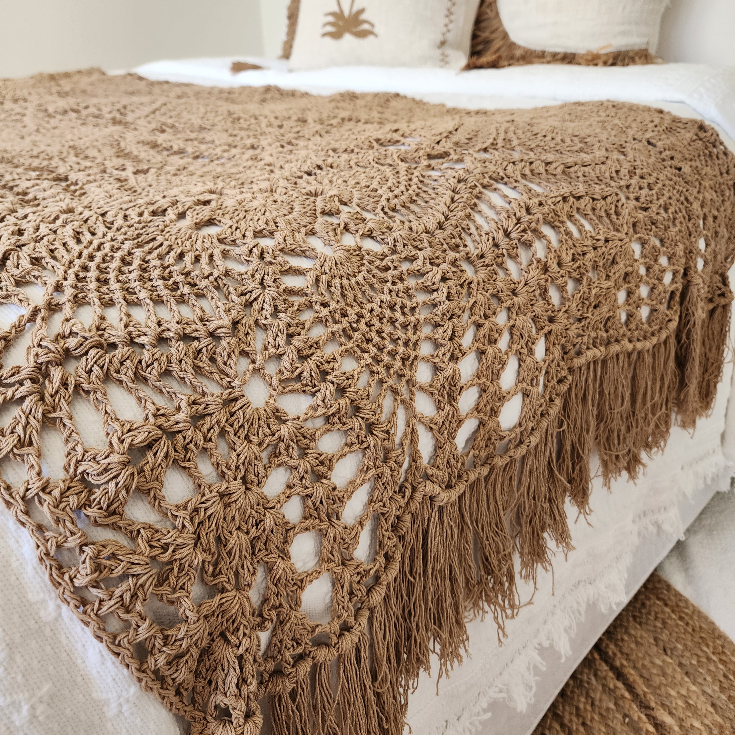 Seychelles Mocha Bed Runner | Throw | Crochet