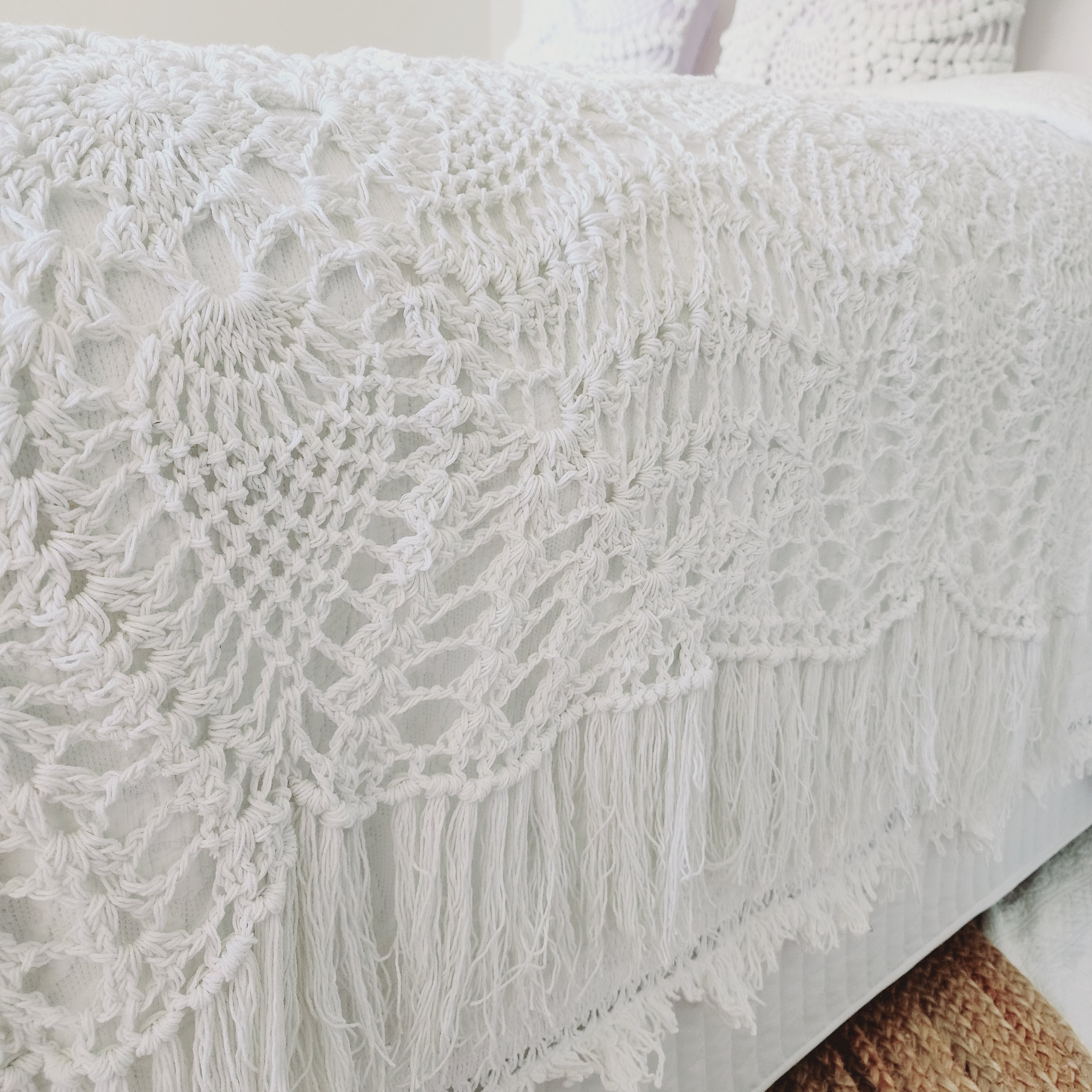 Seychelles White Bed Runner | Throw | Crochet