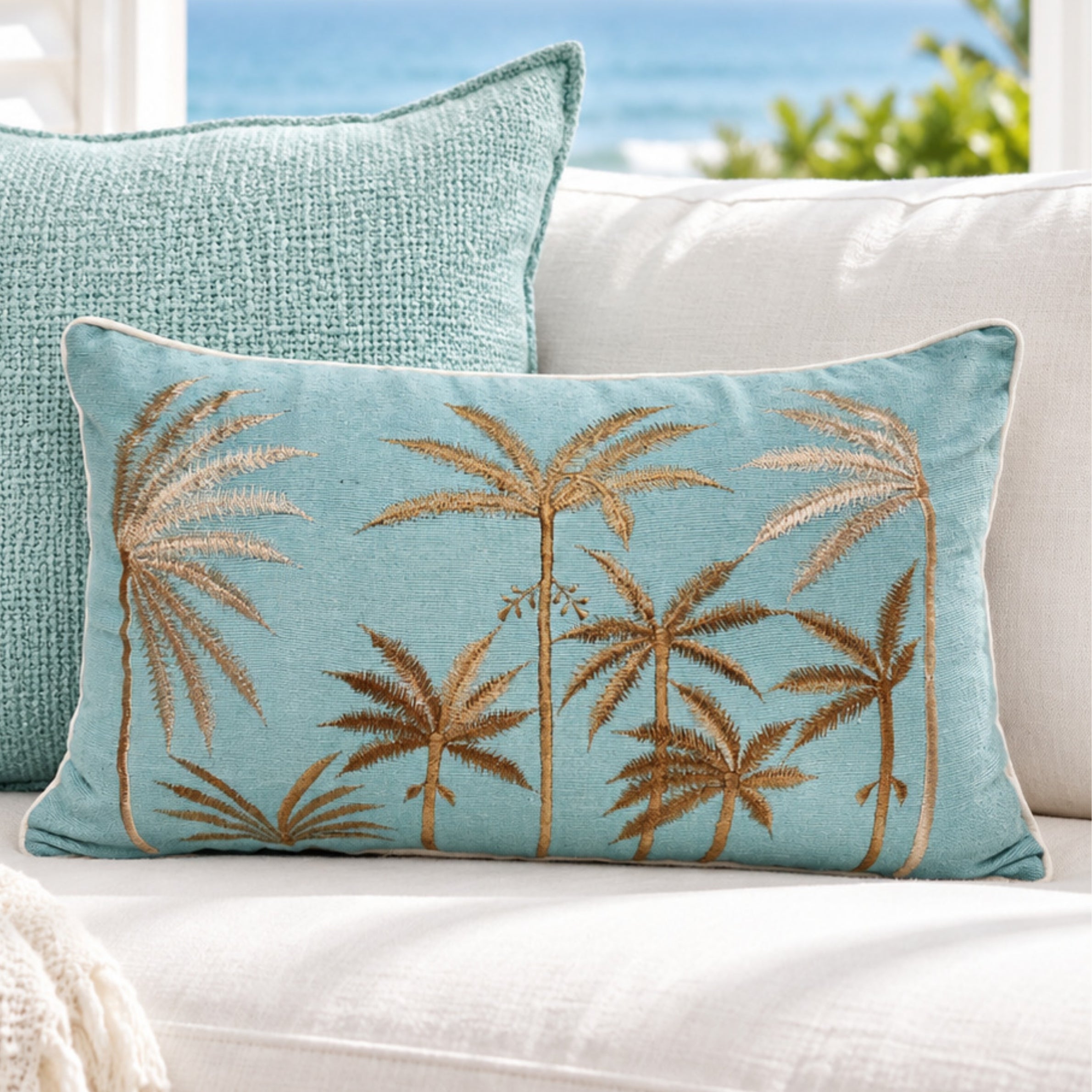 Blue Hawaii Aqua Lumbar Cushion Cover | 30x50cm