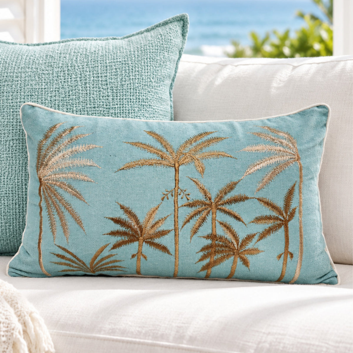 Blue Hawaii Aqua Lumbar Cushion Cover | 30x50cm
