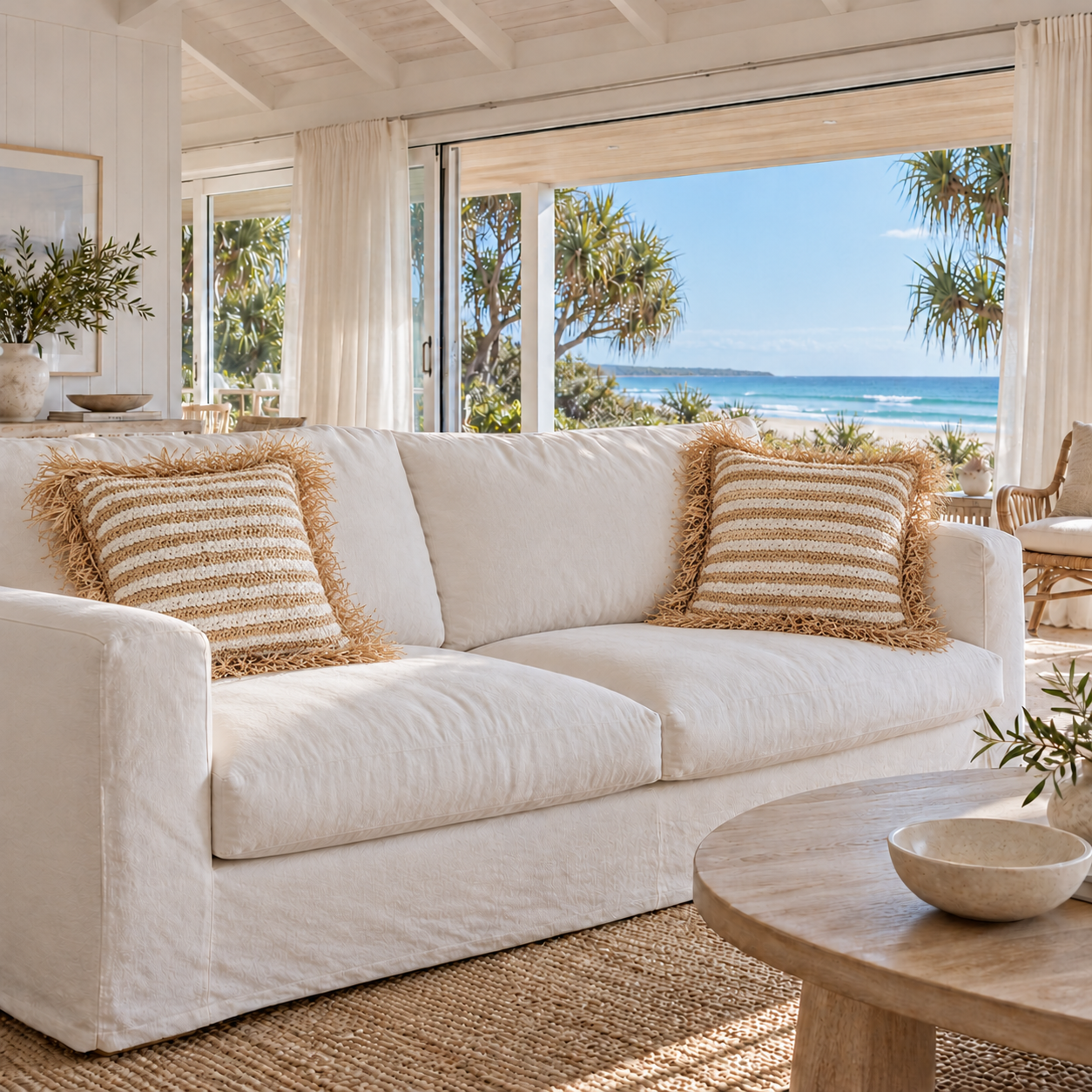 Maldives Raffia Stripe Cushion Cover | 50x50cm