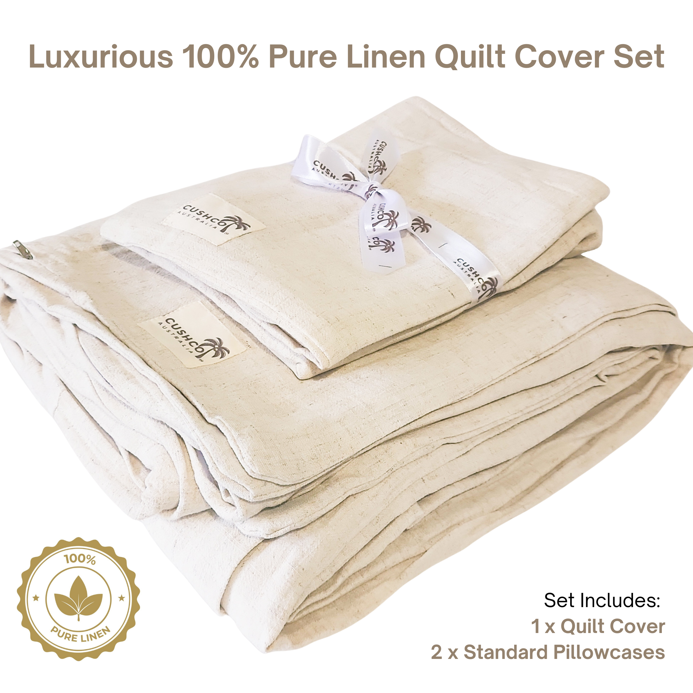 Acapulco Sand Pure Linen Quilt Cover Set | Q | K | SK
