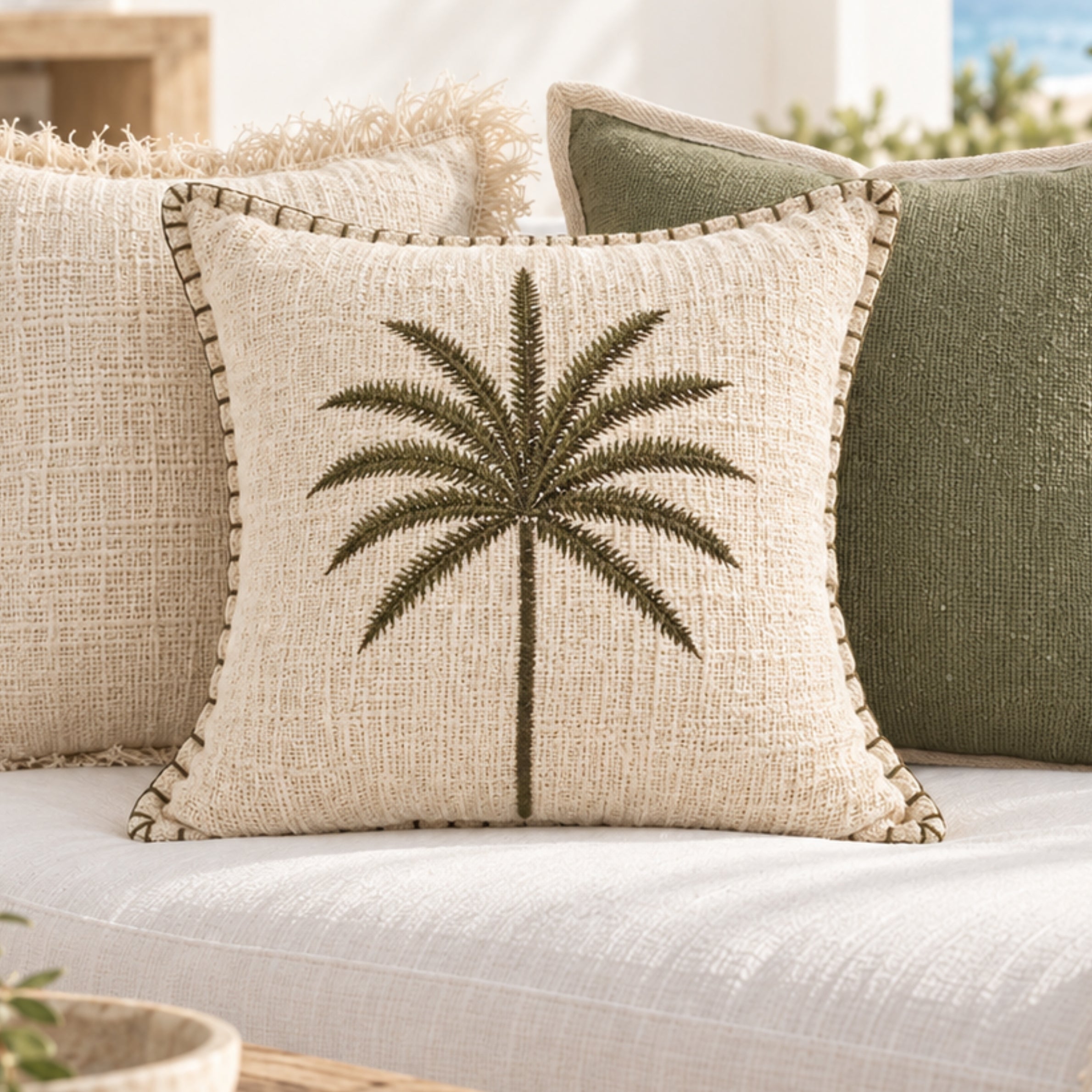 Bungalow Emerald Palm Cushion Cover | 50x50cm