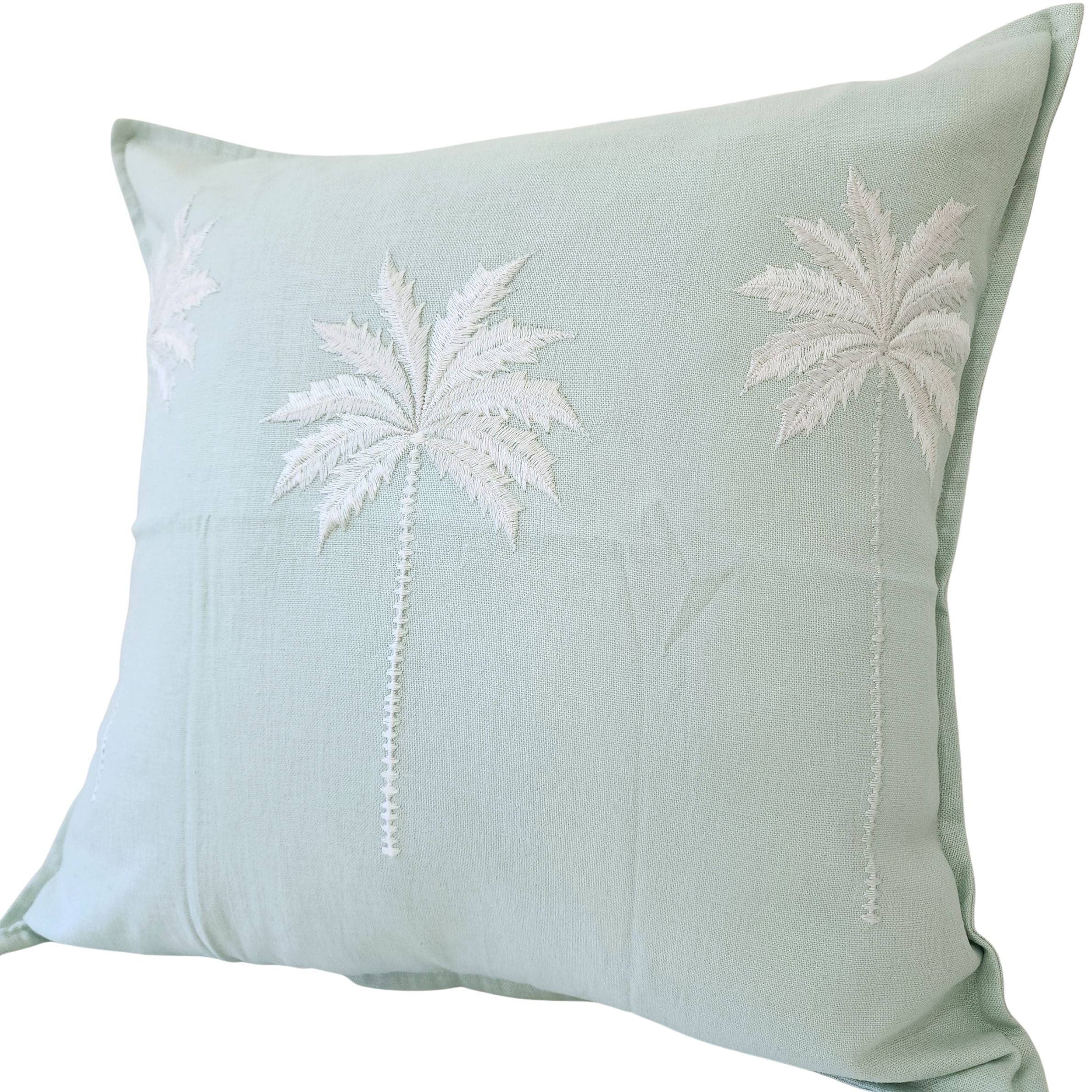 Ocean Mist Palms Linen Cushion Cover | 50x50cm