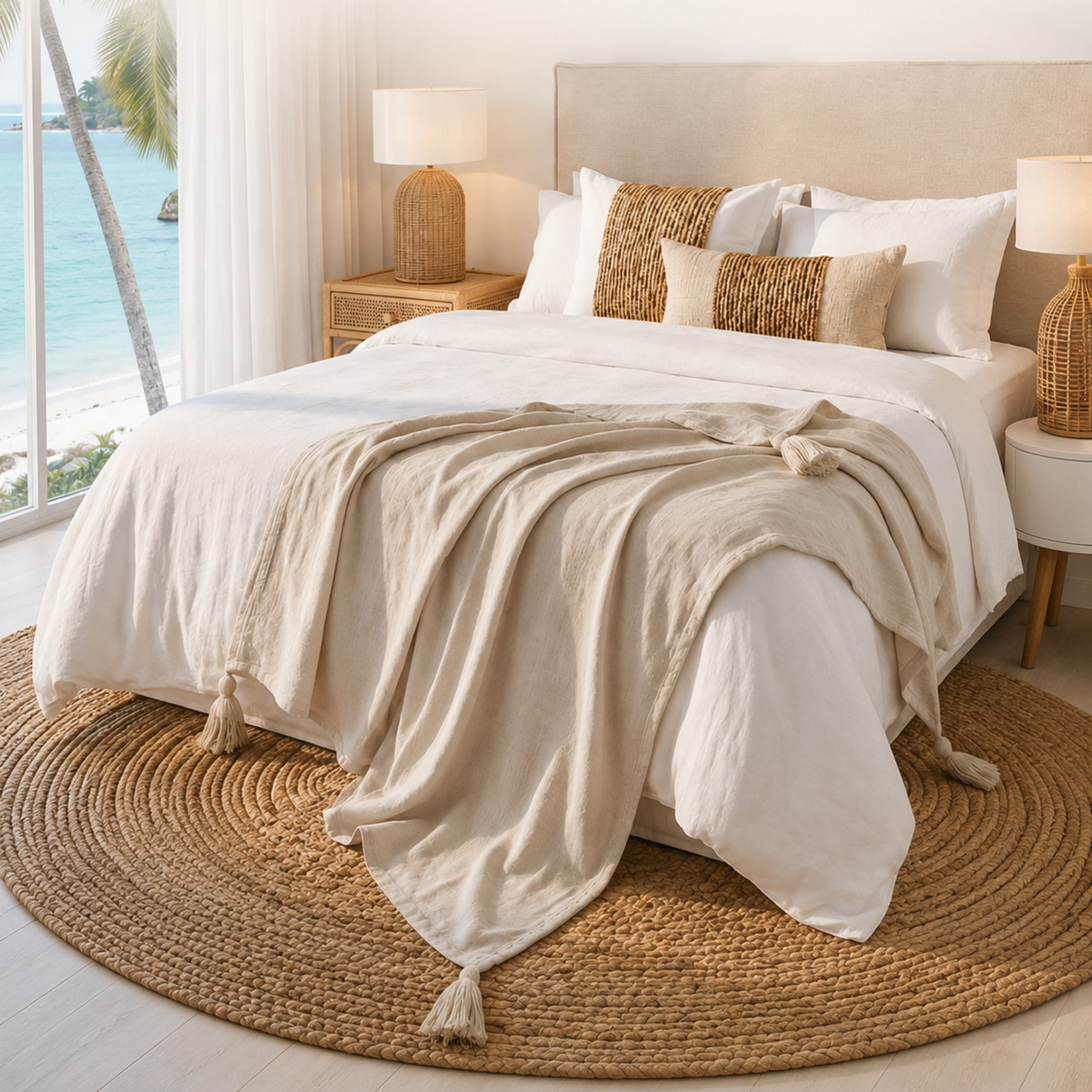 Acapulco Linen Throw | Tassel | King Size