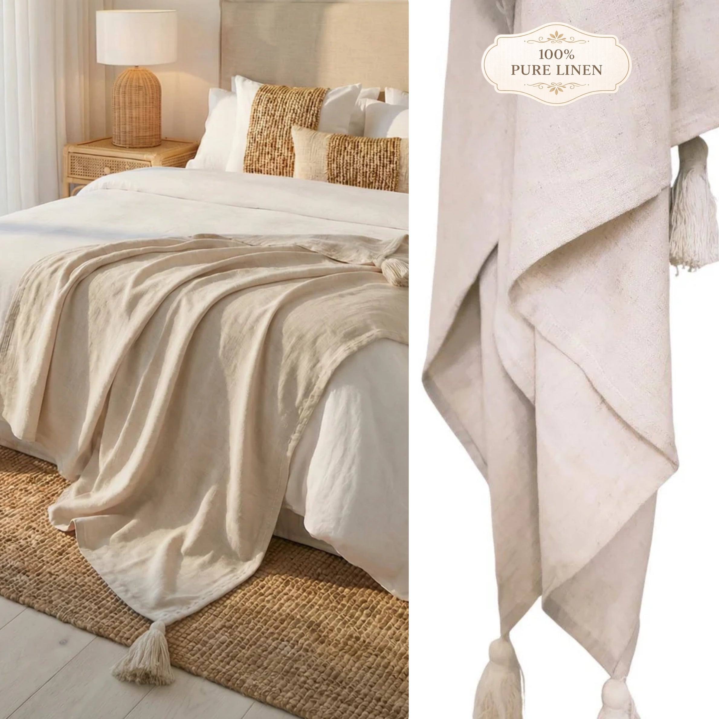 Acapulco Linen Throw | Tassel | King Size