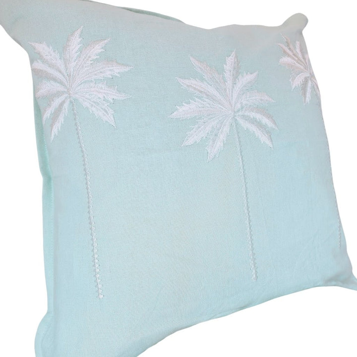 Palm Cove Aqua Linen Cushion Cover | 50x50cm