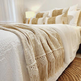 Boho Luxe Macrame Throw Blanket | Tassel | 2.77m x 1.3m