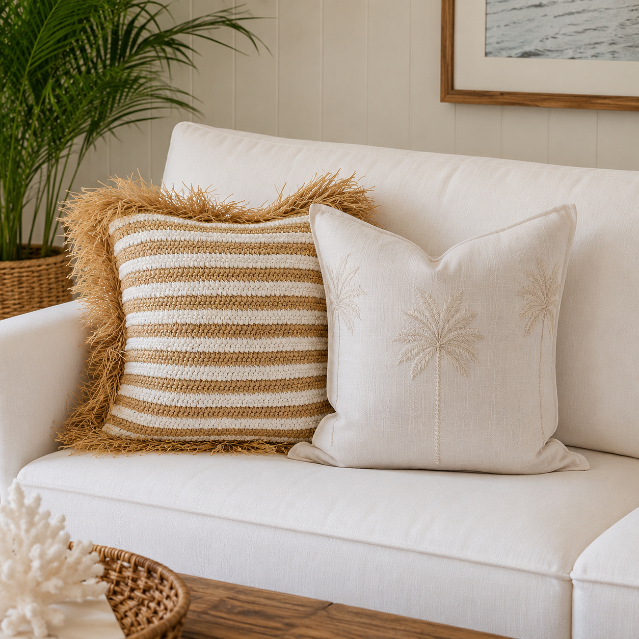 Maldives Raffia Stripe Cushion Cover | 50x50cm