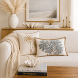 Blue Haze Palms Lumbar Cushion Cover | 30x50cm