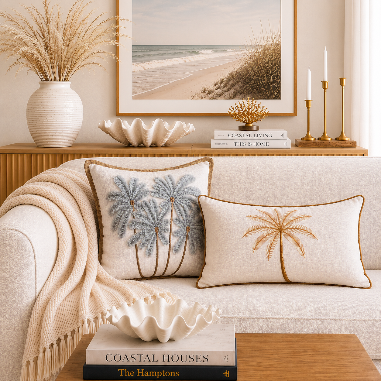 Blue Haze Palms Cushion Cover | 45x45cm