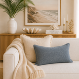 Smoky Denim Blue Lumbar Cushion Cover | 30x50cm