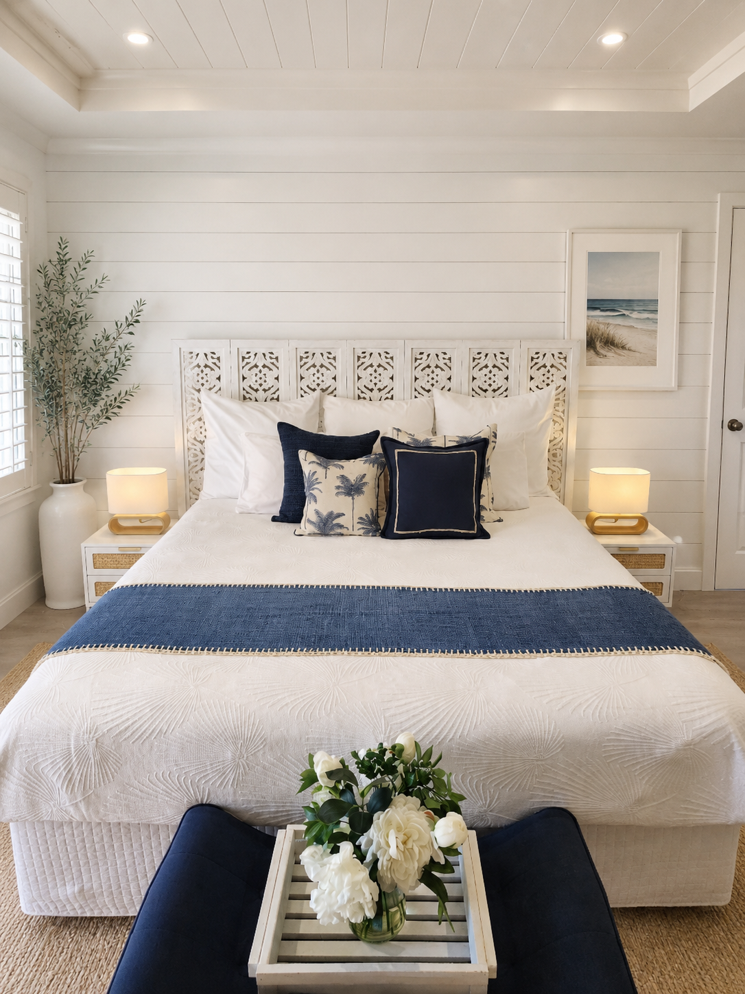 Hamptons Blue Lagoon Bed Runner | Super King