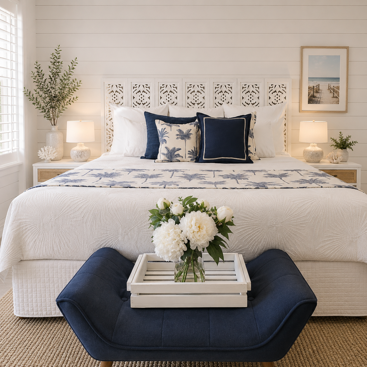 Hamptons Cotton Palm Cushion Cover | 50x50cm