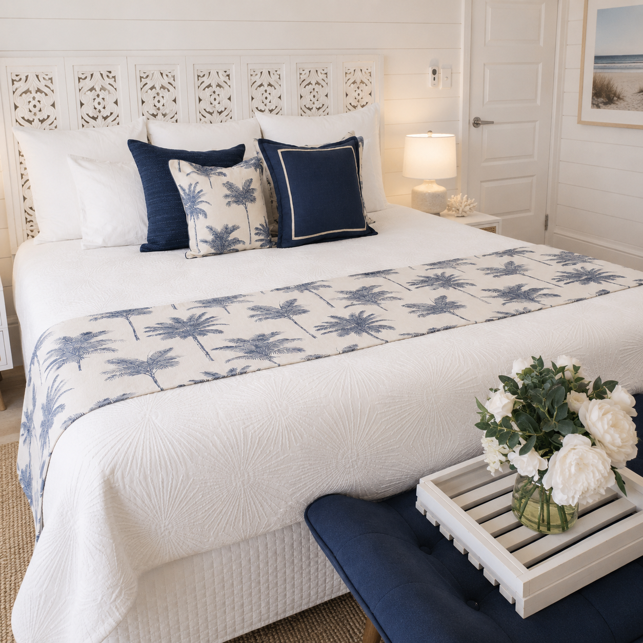 Hamptons Cotton Palm Cushion Cover | 50x50cm