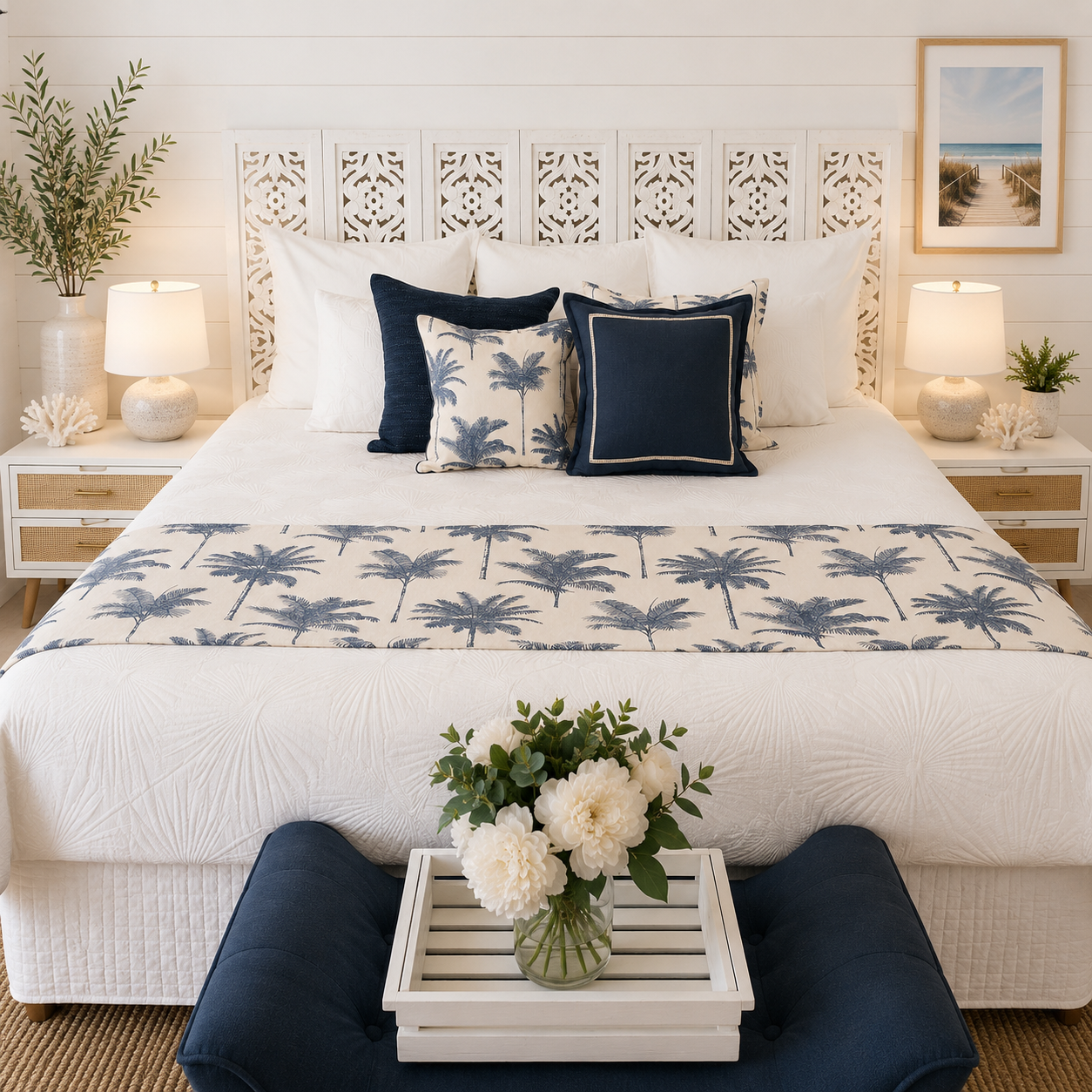 Hamptons Midnight Weave Cushion Cover | 50x50cm