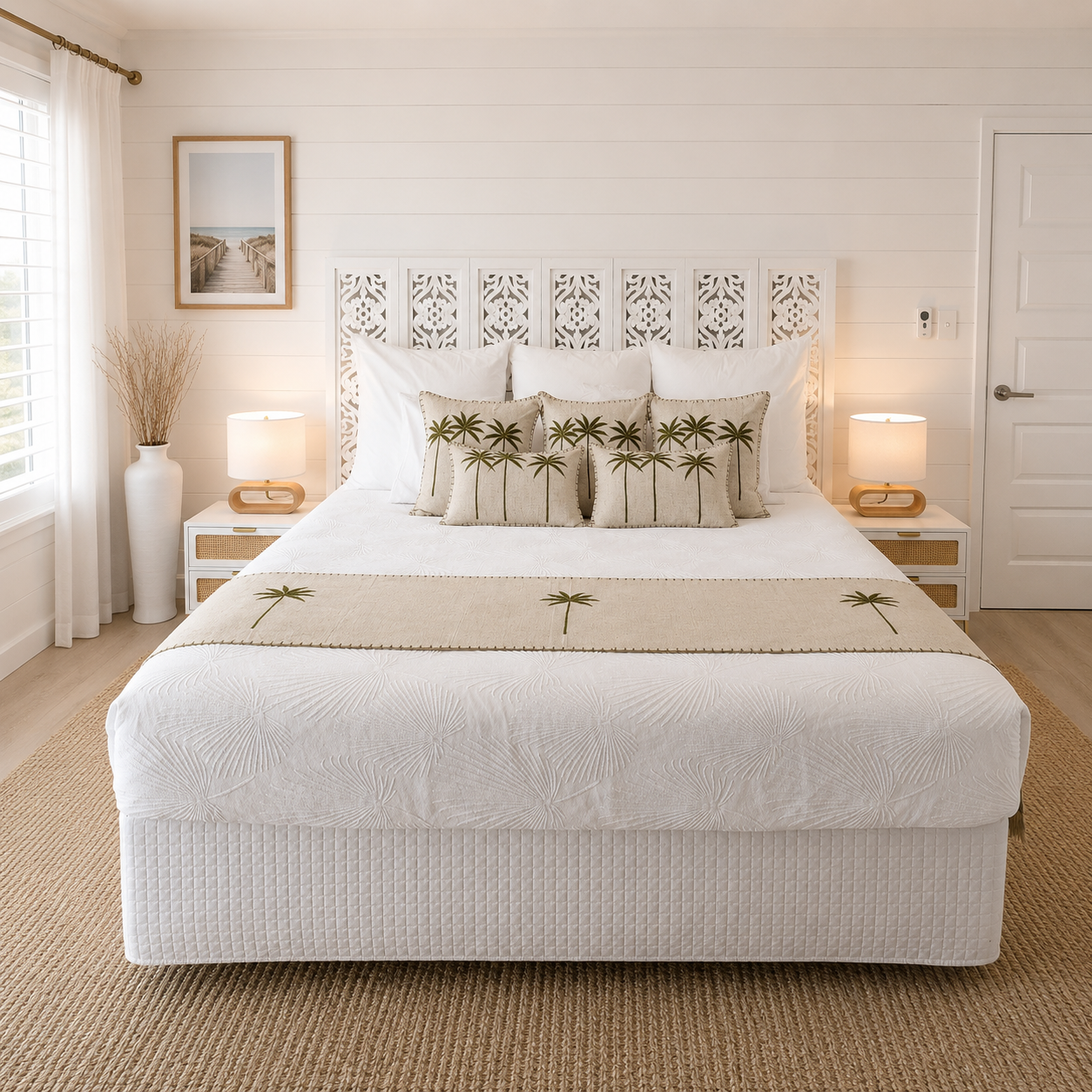 Bungalow Palms Linen Bed Runner | Super King | Linen