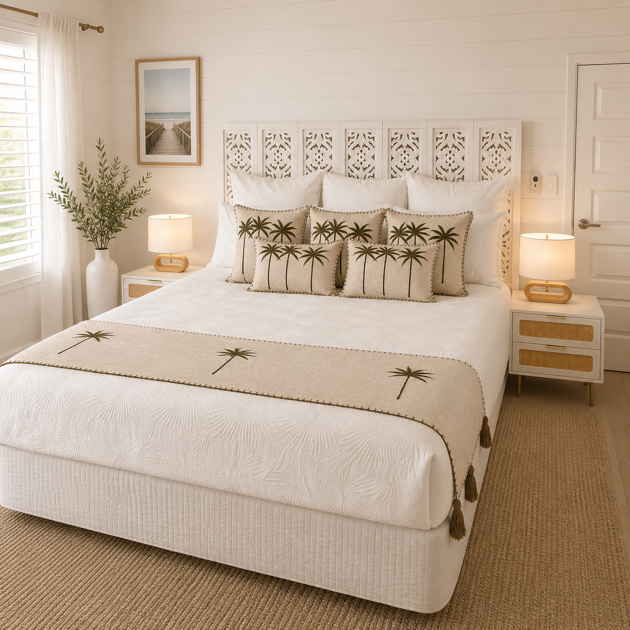 Bungalow Palms Linen Bed Runner | Super King | Linen