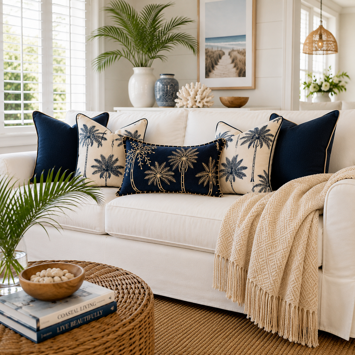 Midnight Palms Lumbar Cushion Cover | 30x50cm