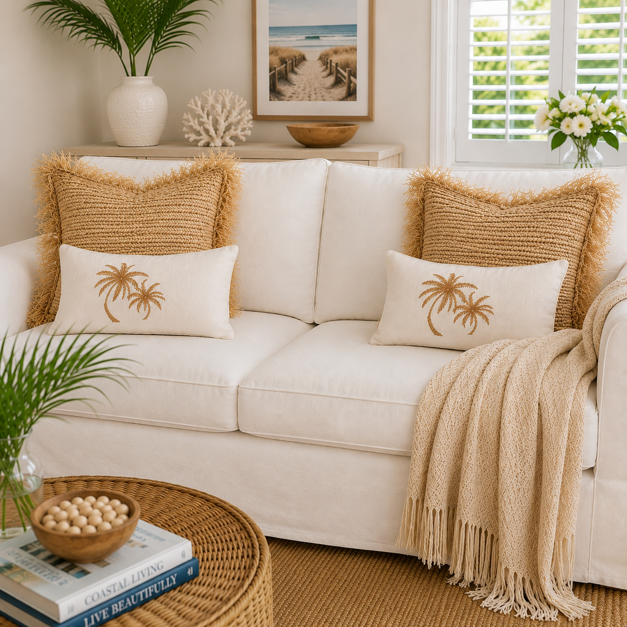 Cinnamon Palms Lumbar Cushion Cover | 30x50cm