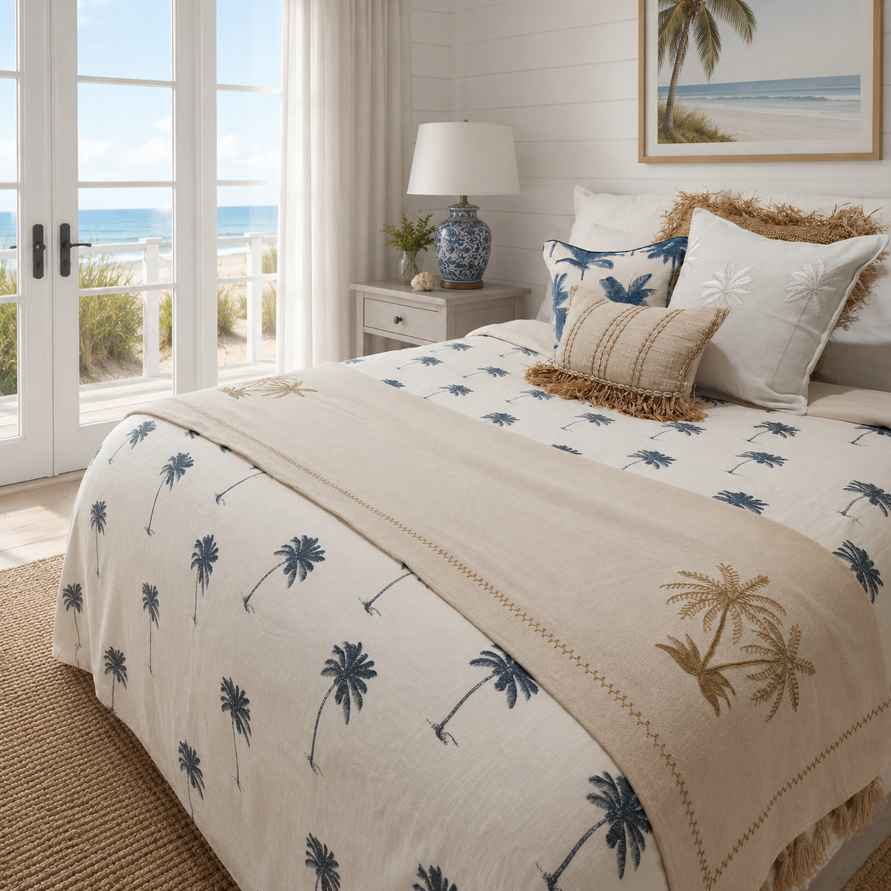 Hamptons Cotton Palm Cushion Cover | 40x40cm