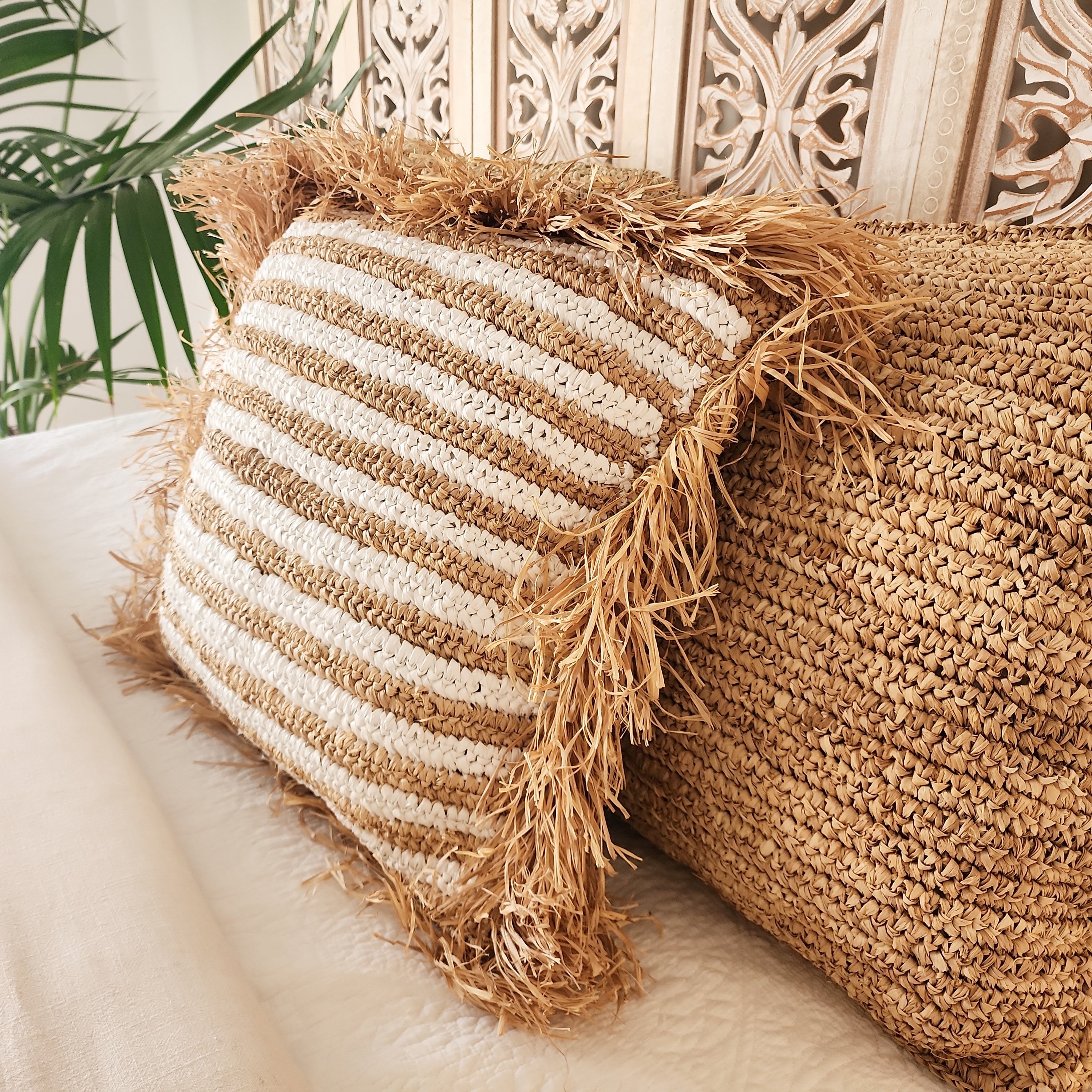 Maldives Raffia Stripe Cushion Cover | 50x50cm