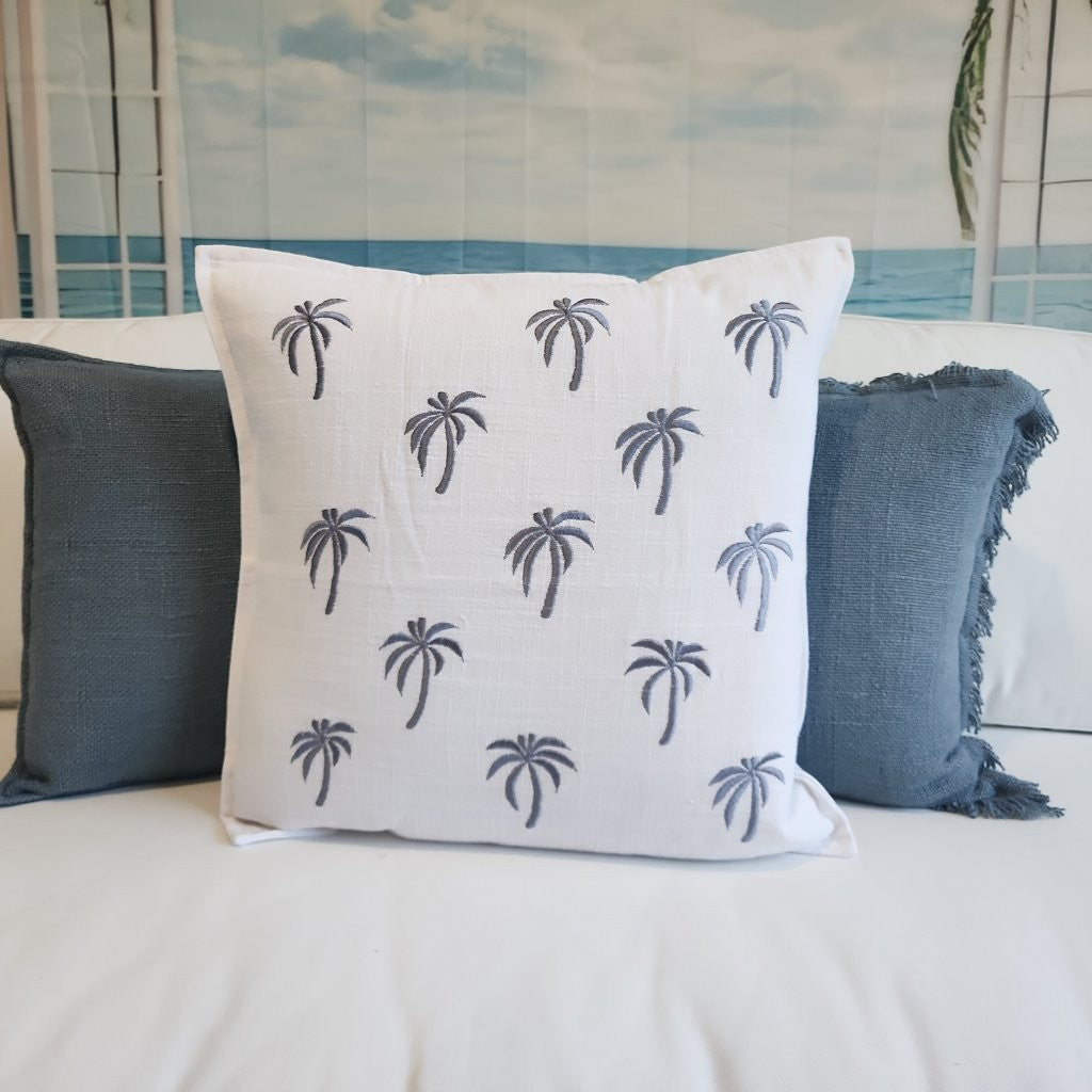 Under The Palms Blue Hue Cushion Cover | 50x50cm