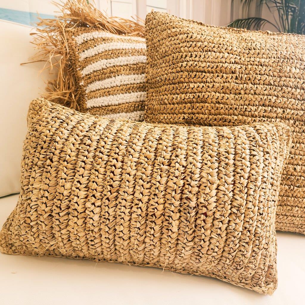 Maldives Raffia Lumbar Cushion Cover  | 30x50cm