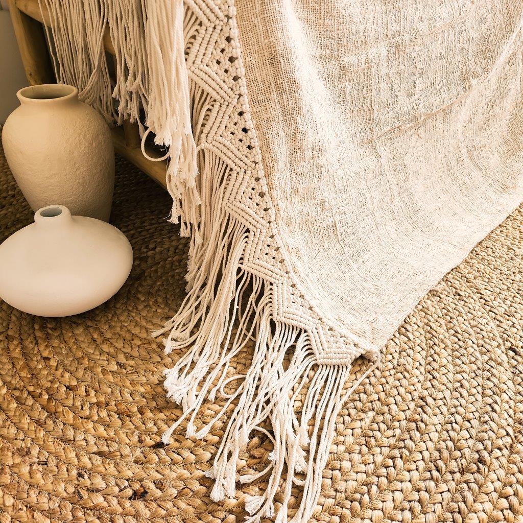 Boho Luxe Macrame Throw Blanket | Tassel | 2.77m x 1.3m