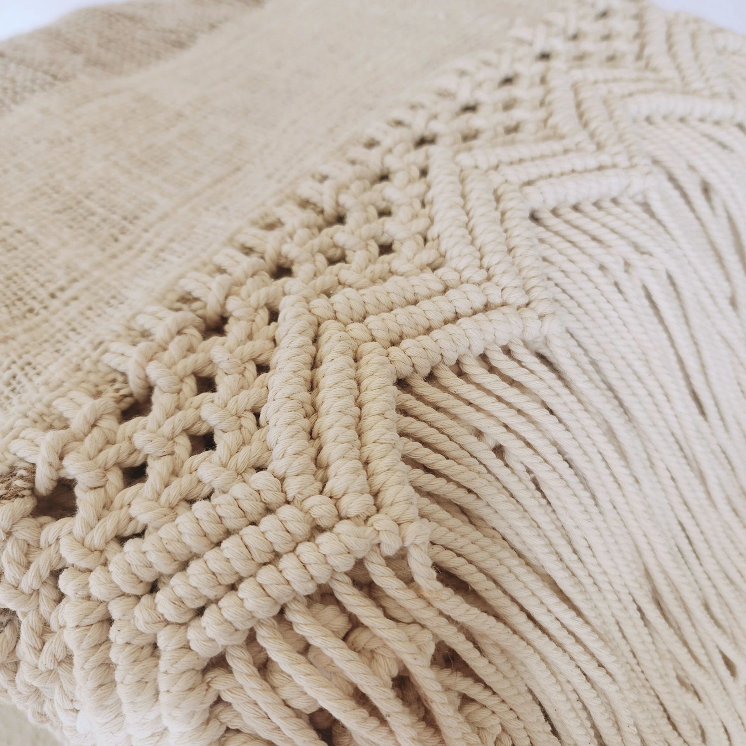 Coastal Haven Macrame Throw Blanket | Tassel | 1.3m x 2.6m