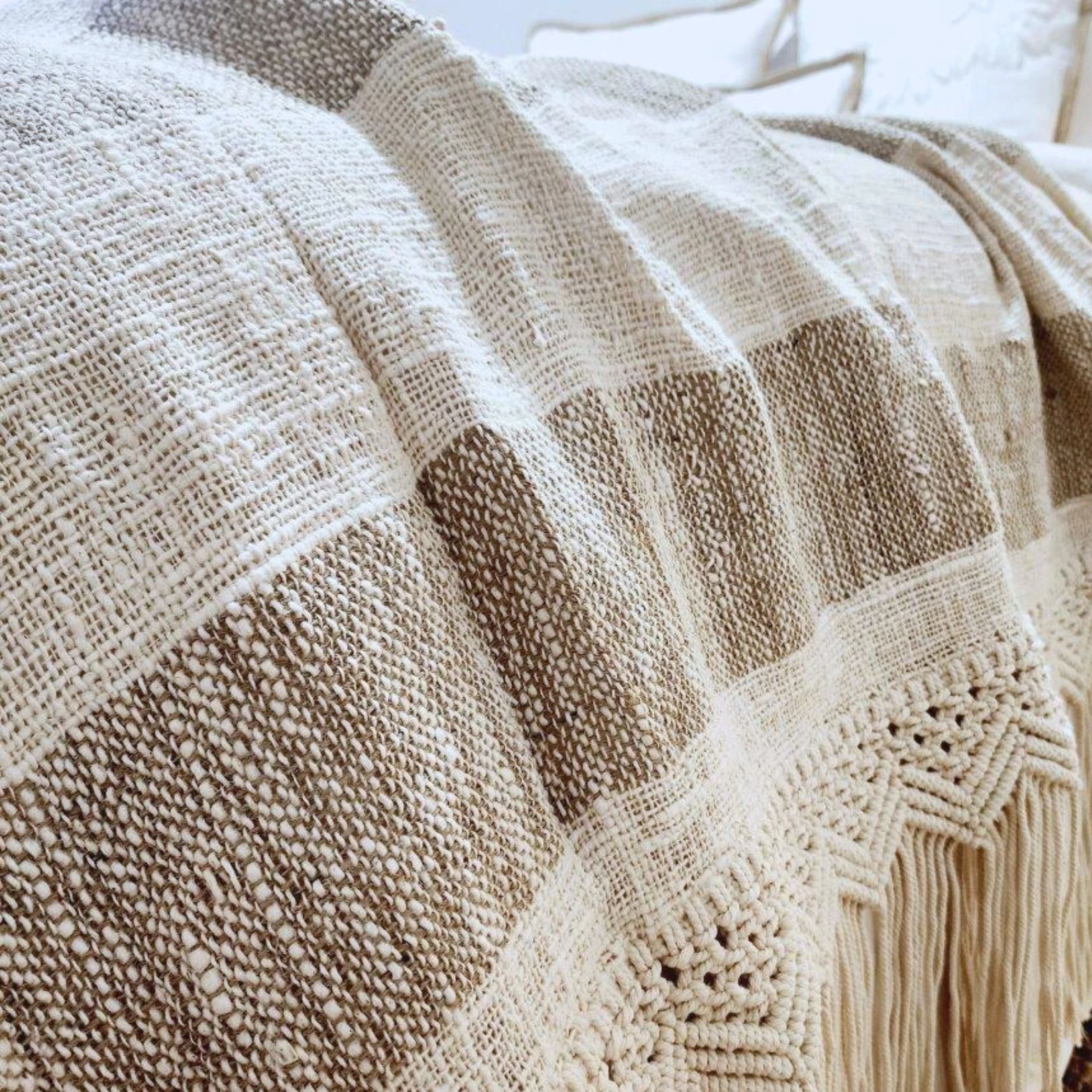 Coastal Haven Macrame Throw Blanket | Tassel | 1.3m x 2.6m