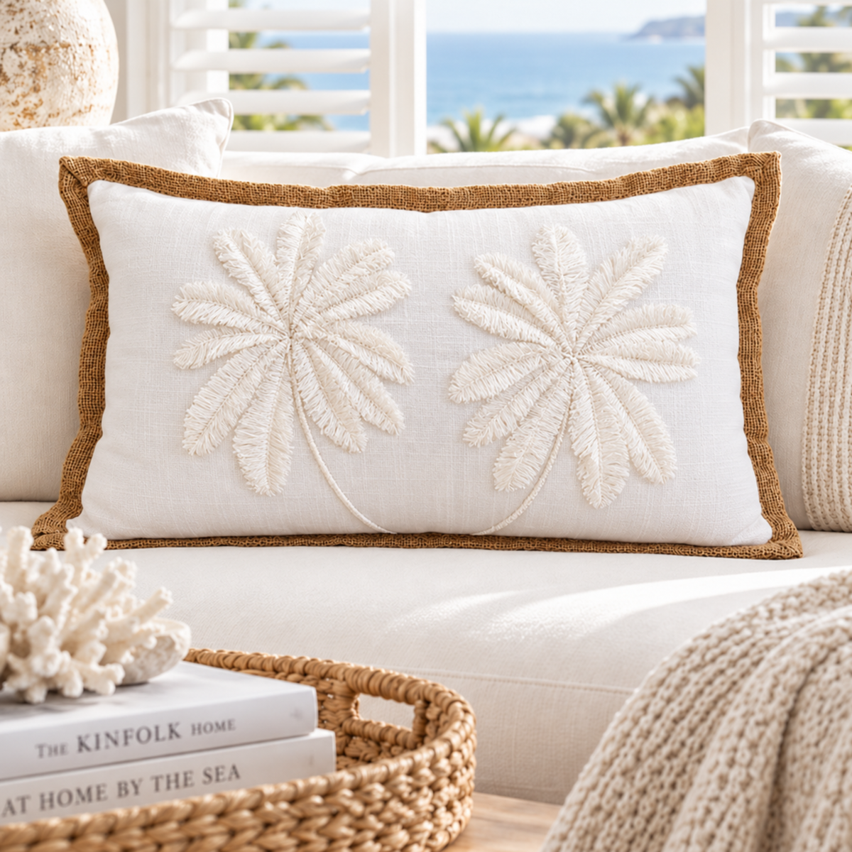 Maui Twin Palm Lumbar Cushion Cover