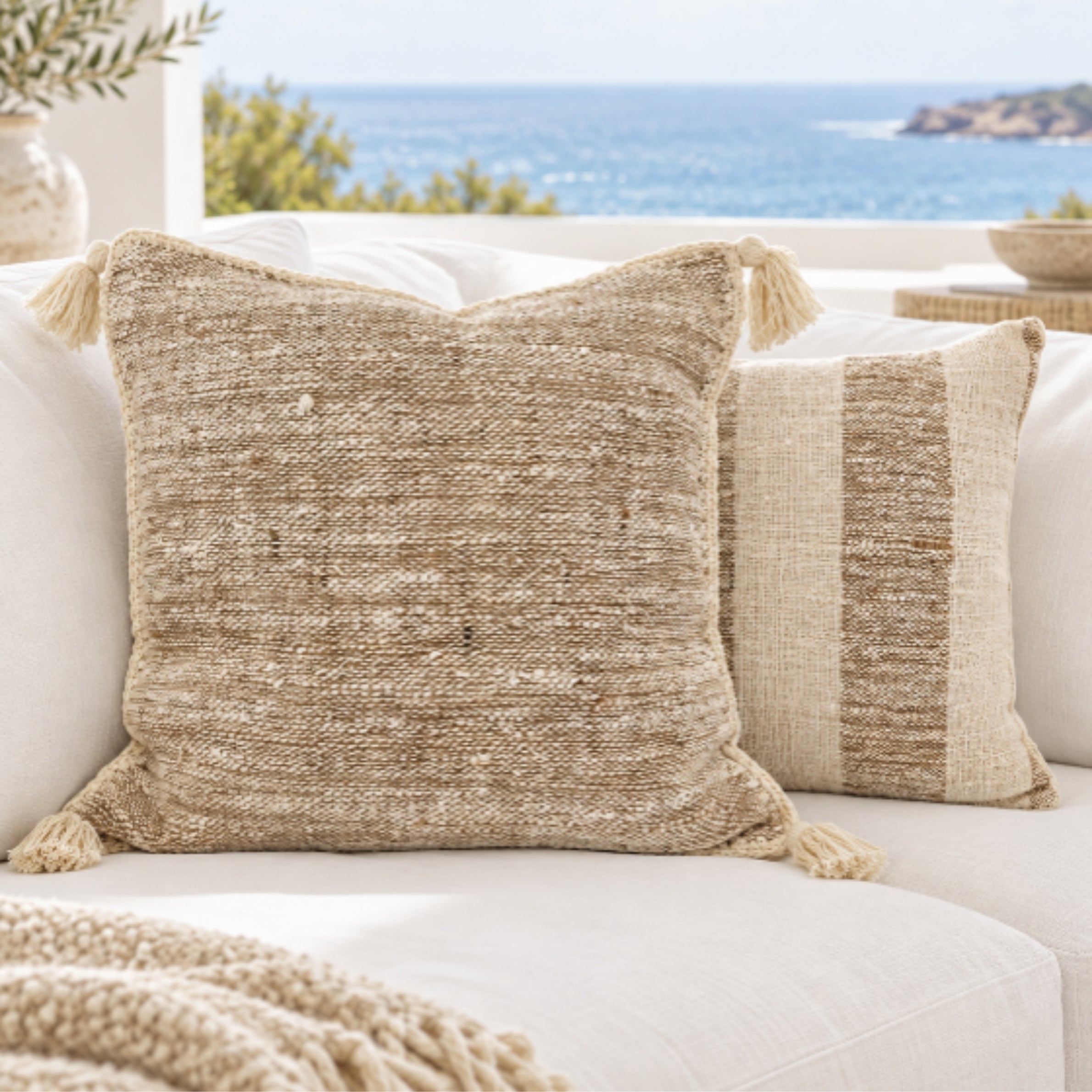 Toasted Coconut Cushion Cover | Tassel | 50x50cm