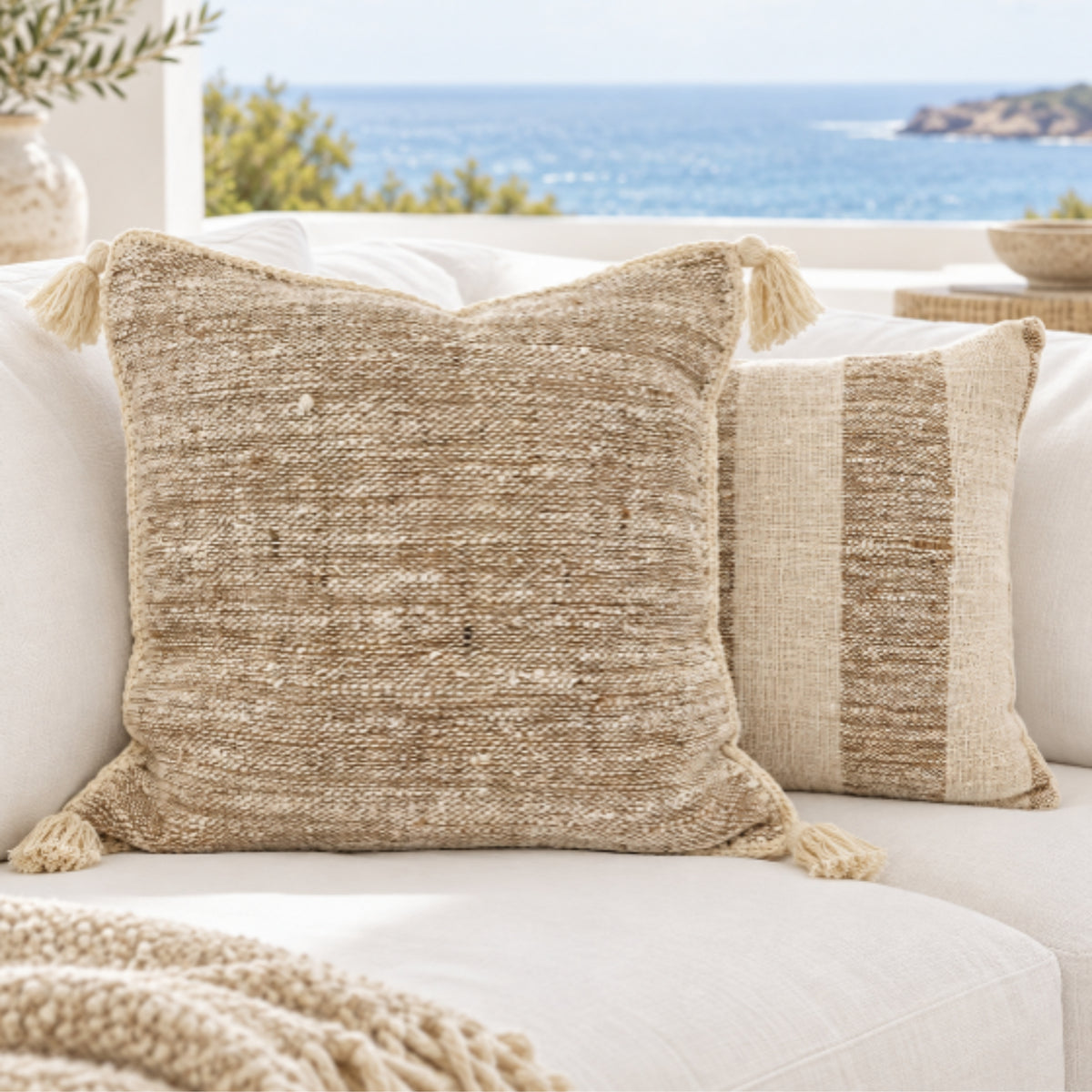 Toasted Coconut Cushion Cover | Tassel | 50x50cm