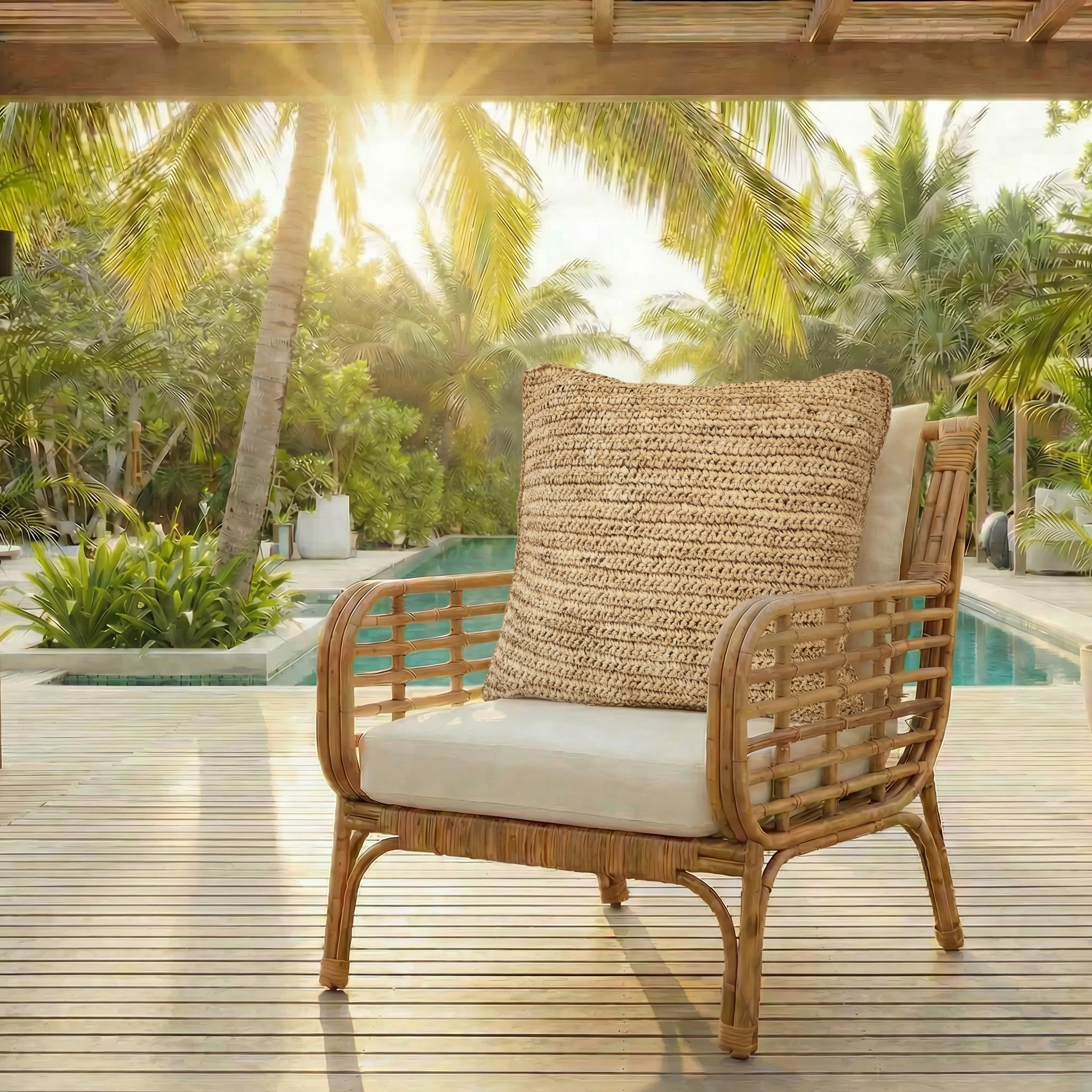 Maldives Raffia Island Cushion Cover  | 50x50cm